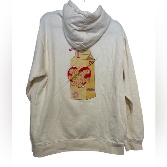 Vyvacious Tops - Vyvacious Fashion Cream White "Vivacious" Red Heart Logo Hoodie Sweatshirt M